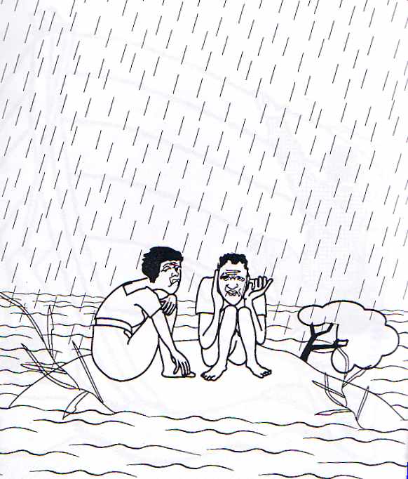 Muitas pessoas perdem coragem de escapar  inundaço.